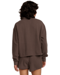 The RVCA Womens Glory Waffle Sweatshirt in Brown Bear