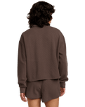 The RVCA Womens Glory Waffle Sweatshirt in Brown Bear