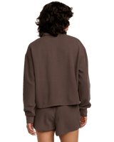 The RVCA Womens Glory Waffle Sweatshirt in Brown Bear