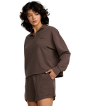 The RVCA Womens Glory Waffle Sweatshirt in Brown Bear