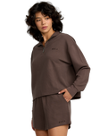 The RVCA Womens Glory Waffle Sweatshirt in Brown Bear