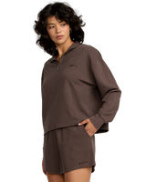 The RVCA Womens Glory Waffle Sweatshirt in Brown Bear