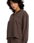 The RVCA Womens Glory Waffle Sweatshirt in Brown Bear