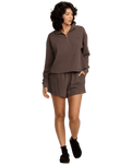 The RVCA Womens Glory Waffle Sweatshirt in Brown Bear