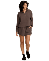 The RVCA Womens Glory Waffle Sweatshirt in Brown Bear
