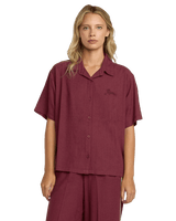The RVCA Womens SYD Stripe Shirt in Wine