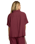 The RVCA Womens SYD Stripe Shirt in Wine