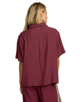 The RVCA Womens SYD Stripe Shirt in Wine
