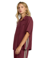 The RVCA Womens SYD Stripe Shirt in Wine
