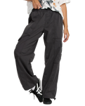 The RVCA Womens Stowaway Cargo Trousers in Washed Black