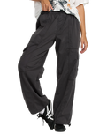 The RVCA Womens Stowaway Cargo Trousers in Washed Black