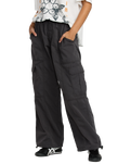 The RVCA Womens Stowaway Cargo Trousers in Washed Black
