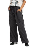 The RVCA Womens Stowaway Cargo Trousers in Washed Black
