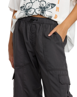The RVCA Womens Stowaway Cargo Trousers in Washed Black