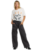 The RVCA Womens Stowaway Cargo Trousers in Washed Black