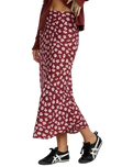 The RVCA Womens Annika Midi Skirt in Cranberry