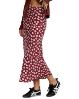 The RVCA Womens Annika Midi Skirt in Cranberry