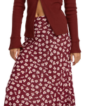 The RVCA Womens Annika Midi Skirt in Cranberry