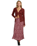 The RVCA Womens Annika Midi Skirt in Cranberry