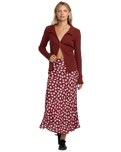 The RVCA Womens Annika Midi Skirt in Cranberry