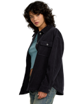 The RVCA Womens Birdie Cord Overshirt in Gravel