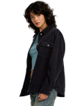 The RVCA Womens Birdie Cord Overshirt in Gravel