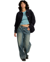 The RVCA Womens Birdie Cord Overshirt in Gravel