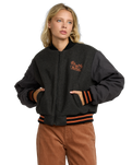 The RVCA Womens Ryan Bomber Jacket in Washed Black