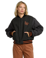The RVCA Womens Ryan Bomber Jacket in Washed Black