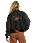 The RVCA Womens Ryan Bomber Jacket in Washed Black
