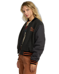 The RVCA Womens Ryan Bomber Jacket in Washed Black