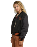 The RVCA Womens Ryan Bomber Jacket in Washed Black