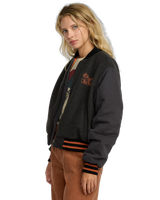 The RVCA Womens Ryan Bomber Jacket in Washed Black