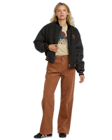 The RVCA Womens Ryan Bomber Jacket in Washed Black