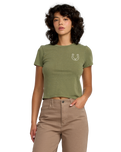 The RVCA Womens 411 T-Shirt in Cypress Green
