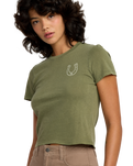 The RVCA Womens 411 T-Shirt in Cypress Green