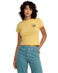 The RVCA Womens 411 T-Shirt in Pale Yellow
