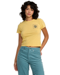 The RVCA Womens 411 T-Shirt in Pale Yellow