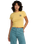 The RVCA Womens 411 T-Shirt in Pale Yellow