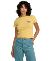 The RVCA Womens 411 T-Shirt in Pale Yellow