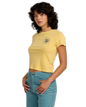 The RVCA Womens 411 T-Shirt in Pale Yellow