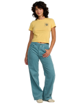 The RVCA Womens 411 T-Shirt in Pale Yellow