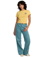 The RVCA Womens 411 T-Shirt in Pale Yellow