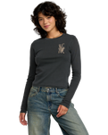 The RVCA Womens Fortune Long Sleeve T-Shirt in Washed Black