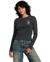 The RVCA Womens Fortune Long Sleeve T-Shirt in Washed Black