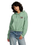 The RVCA Womens Court Zip Hoodie in Sea Green