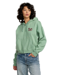The RVCA Womens Court Zip Hoodie in Sea Green