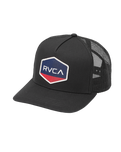 The RVCA Mens Commonwealth Curved Trucker Cap in Black