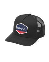 The RVCA Mens Commonwealth Curved Trucker Cap in Black