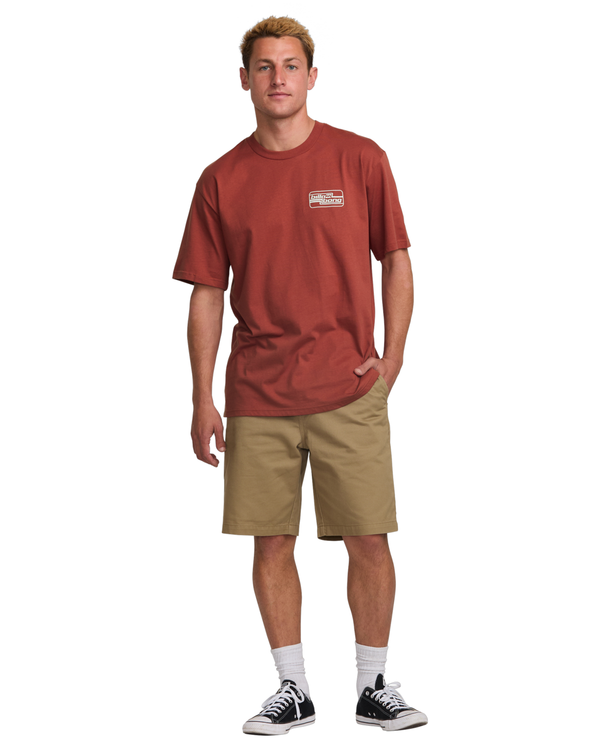 The Billabong Mens Walled T-Shirt in Dusty Red